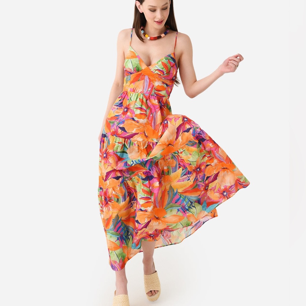 Lavender brown floral midi dress (size xs)